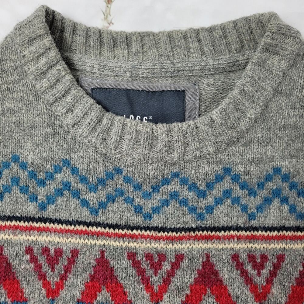 L.O.G.G. Label of Graded Goods Gray Fair Isle Washable Wool Blend Sweater sz Sm - Picture 4 of 14